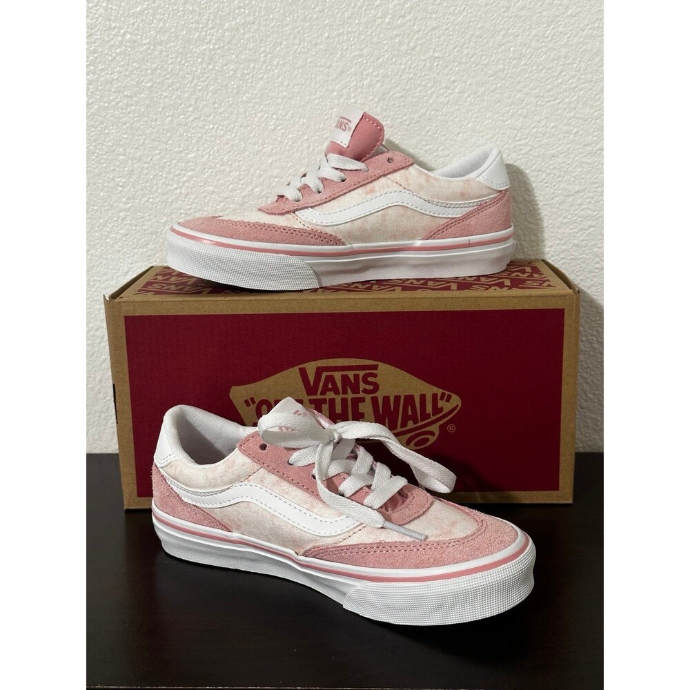 NEW Vans Kids’ Brooklyn LS Sneakers Size 1 Grunge Wash Coral Blush